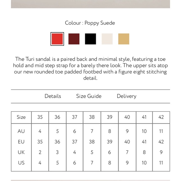 A.EMERY Red Suede Turi Sandals / Poppy Suede EU 39 / US 8 - Picture 8 of 8